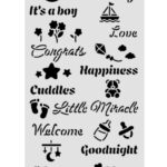 Thick Stencil Stamperia 12x25cm, Baby, Κείμενο