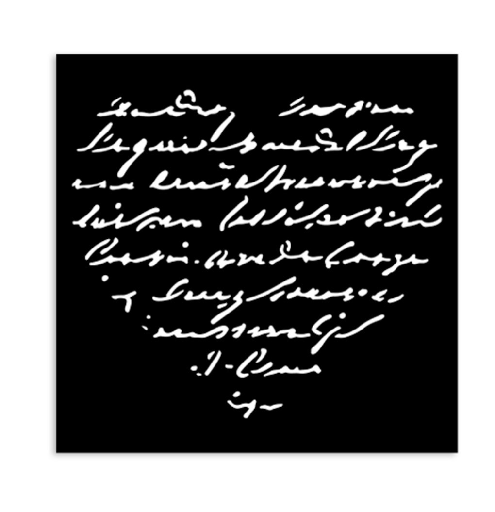 Screenshot Thick Stencil Stamperia 12x12cm, Family, Καρδιά και κείμενο - Image 1