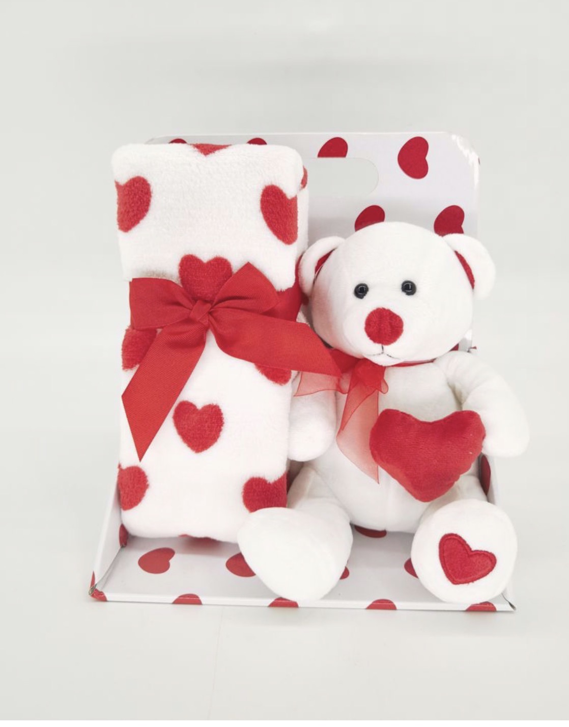 Screenshot Λούτρινο λευκό αρκουδάκι με κουβέρτα 28cm - Image 1