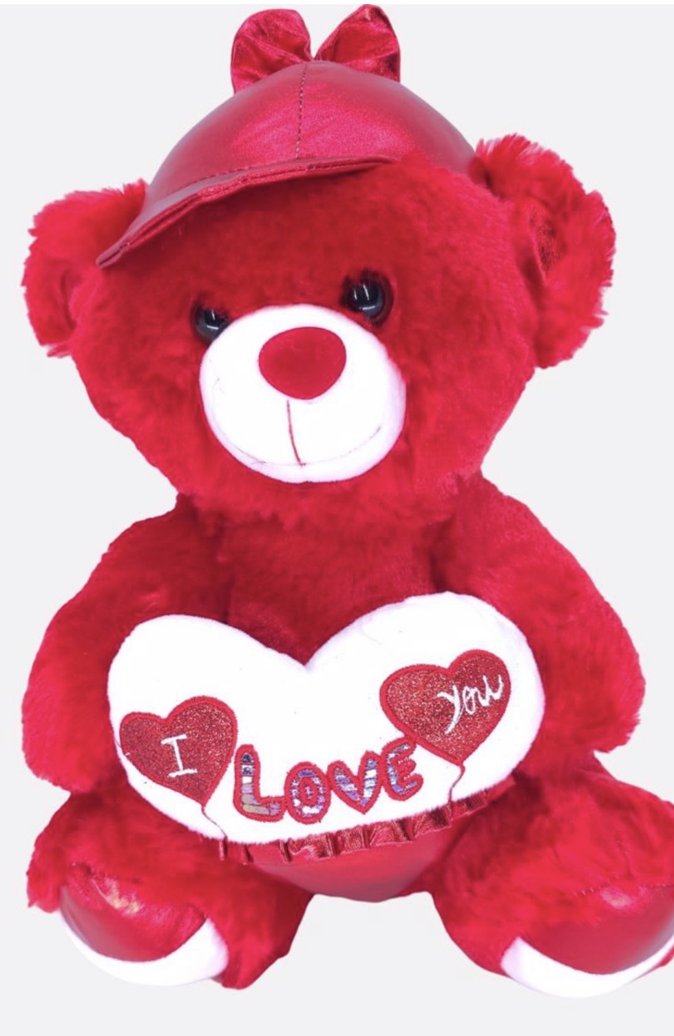 Screenshot Λούτρινο κόκκινο αρκουδάκι με καπέλο 38cm - Image 1