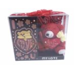 Κουτί φωτιζόμενο με κόκκινο λούτρινο αρκουδάκι 17x8x15cm