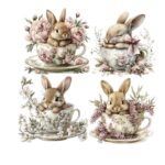 Χαρτί Easy Transfer, Φλιτζάνια με λαγουδάκια, LNT-1003, 25x35cm