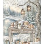 Ριζόχαρτο ντεκουπάζ Stamperia 21x29cm A4, White Christmas, Χριστουγεννιάτικο τραπέζι