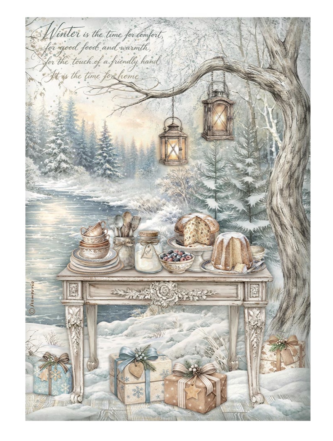 Screenshot Ριζόχαρτο ντεκουπάζ Stamperia 21x29cm A4, White Christmas, Χριστουγεννιάτικο τραπέζι - Image 1